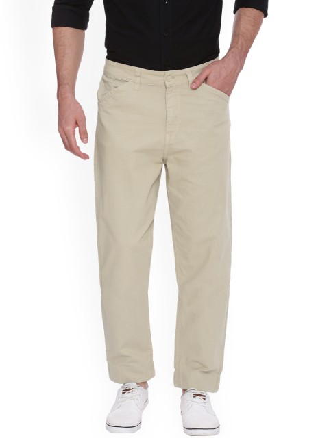 

Blue Saint Men Beige Regular Fit Solid Chinos