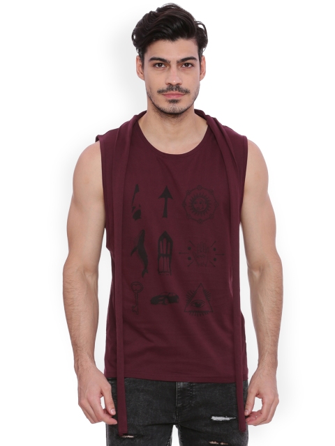 

Blue Saint Men Maroon Printed Round Neck T-shirt