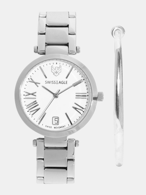 

Swiss Eagle Women Watch Gift Set, White