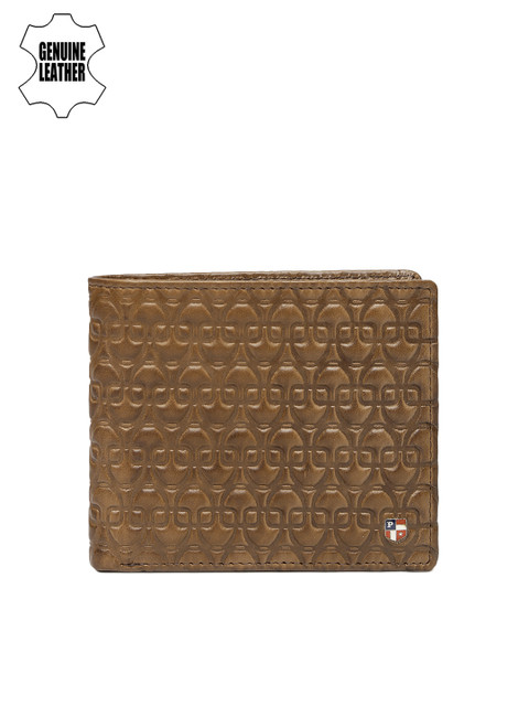 

U.S. Polo Assn. Men Brown Genuine Leather Textured Two Fold Wallet