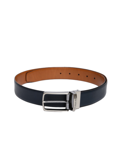 

U.S. Polo Assn. Men Navy Blue & Tan Brown Solid Leather Reversible Belt