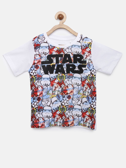 

YK Star Wars Boys White Printed Round Neck T-shirt