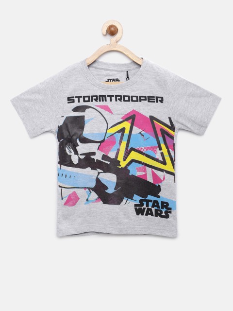 

YK Star Wars Boys Grey Melange Printed Round Neck T-shirt