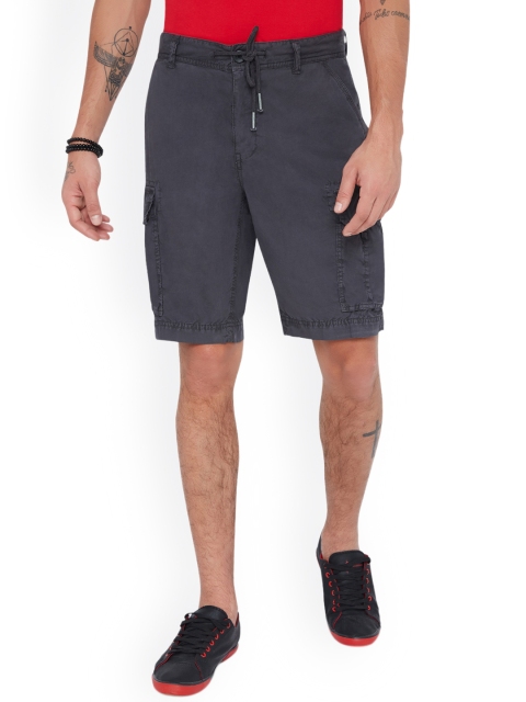 

Breakbounce Men Blue Solid Slim Fit Cargo Shorts