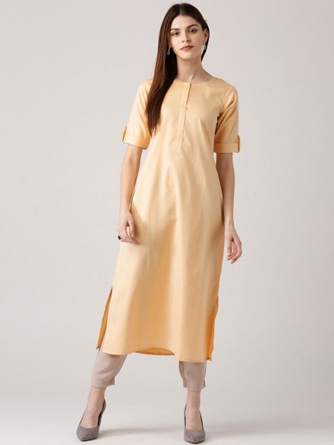 

Libas Women Yellow Woven Design A-Line Kurta