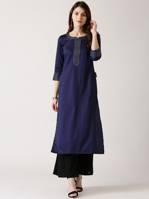 

Libas Women Blue Solid Straight Kurta