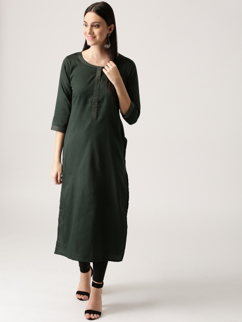 

Libas Women Green Solid Straight Kurta