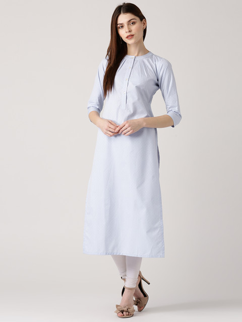 

Libas Women Blue Woven Design Straight Kurta