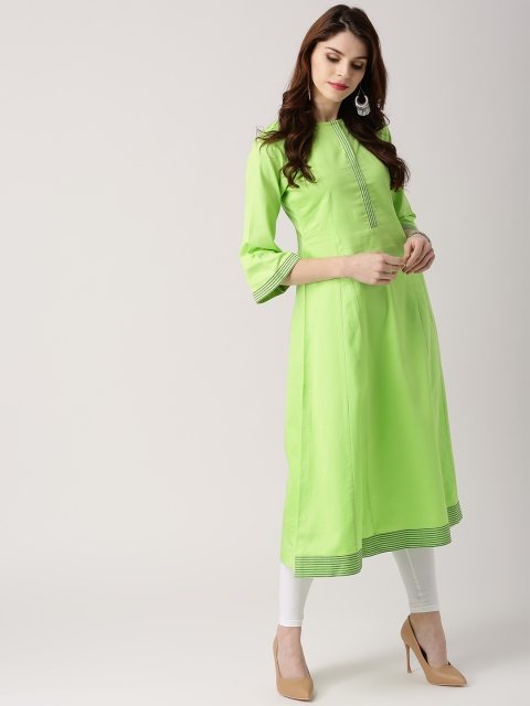 

Libas Women Green Solid A-Line Kurta