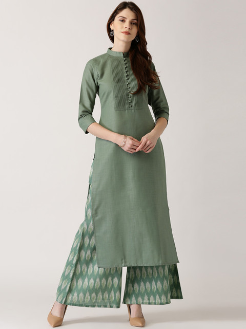 

Libas Women Green Solid Straight Kurta