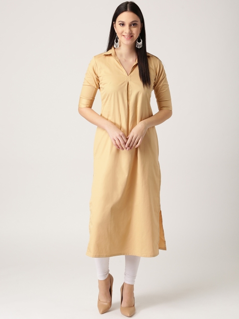 

Libas Women Beige Solid Straight Kurta