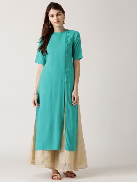 

Libas Women Blue Solid Straight Kurta