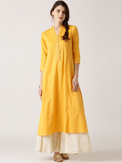 

Libas Women Yellow Solid A-Line Kurta