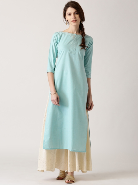 

Libas Women Navy Blue Solid Straight Kurta