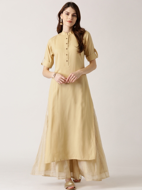 

Libas Women Beige Solid Straight Kurta