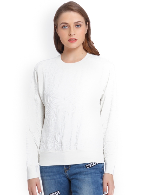 

ONLY Women Off-White Solid Sweatshirt
