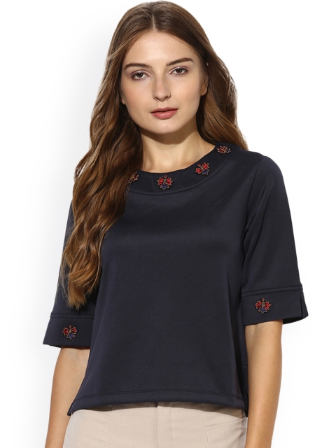 

Soie Women Navy Blue Solid Top