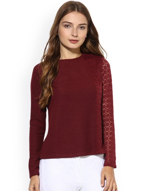 

Soie Women Maroon Self-Design Top