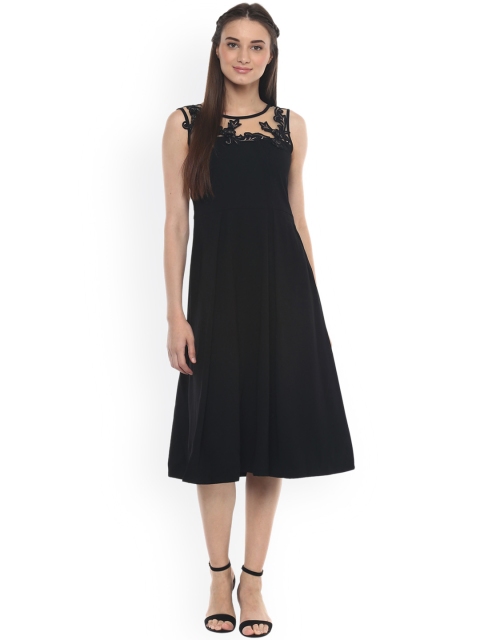 

Soie Women Black Embellished Fit & Flare Dress