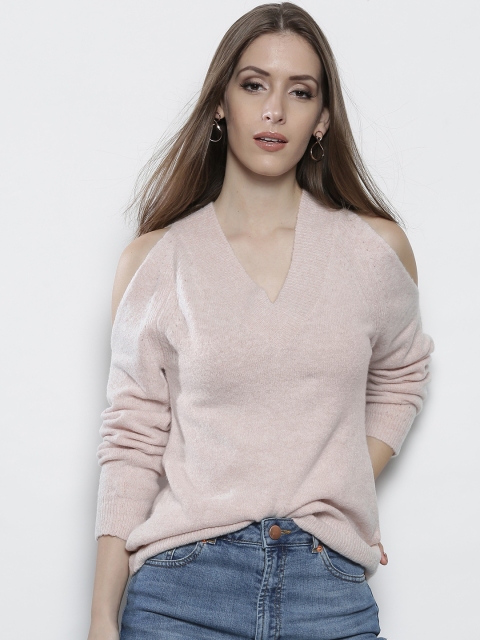 

DOROTHY PERKINS Women Pink Solid Cold Shoulder Sweater