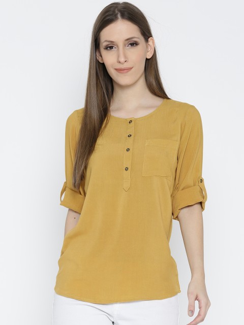 

Vaak Women Mustard Yellow Solid Top