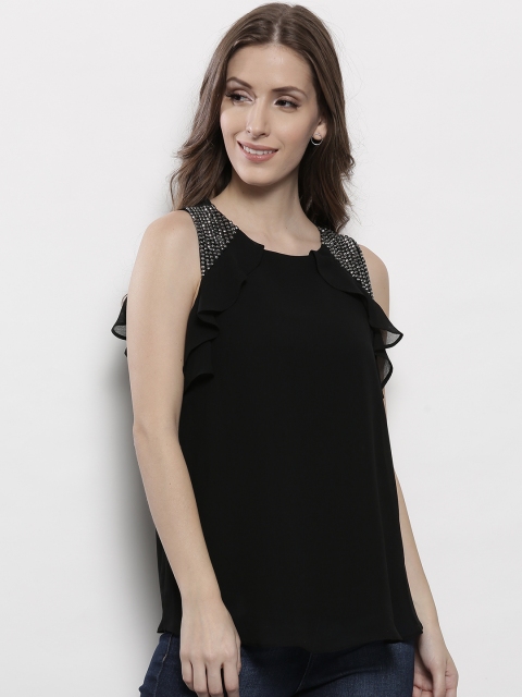 

DOROTHY PERKINS Women Black Solid A-Line Top