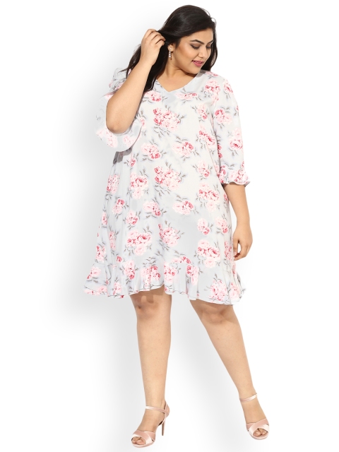 

NuBella Plus Size Women Blue Printed Sheath Dress