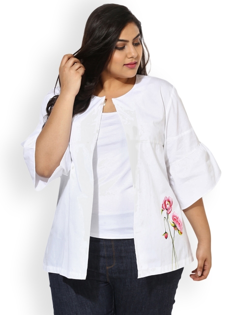

NuBella Plus Size Women White Solid Open Front Jacket