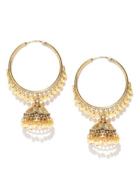 

Zaveri Pearls Cream-Coloured Gold-Plated Hoop Earrings