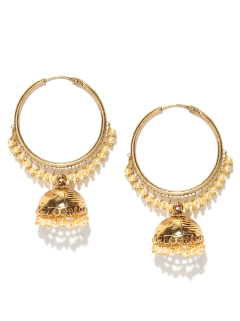 

Zaveri Pearls Cream-Coloured Gold-Plated Hoop Earrings