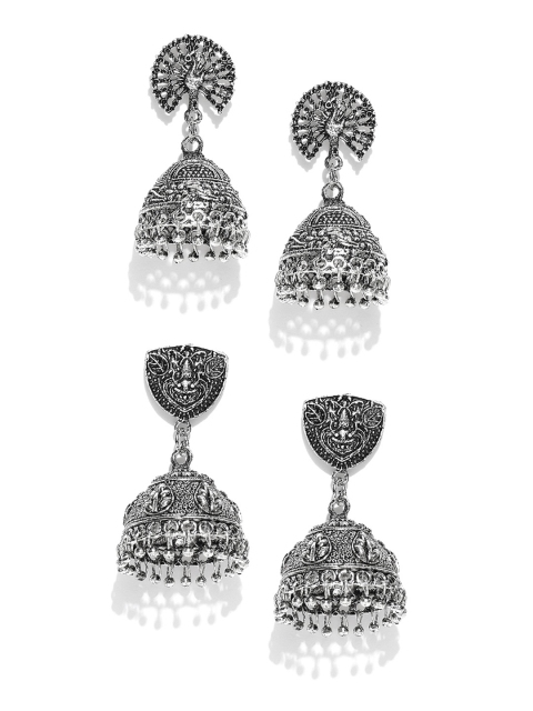 

Zaveri Pearls Set of 2 Oxidised Silver-Plated Drop Earrings