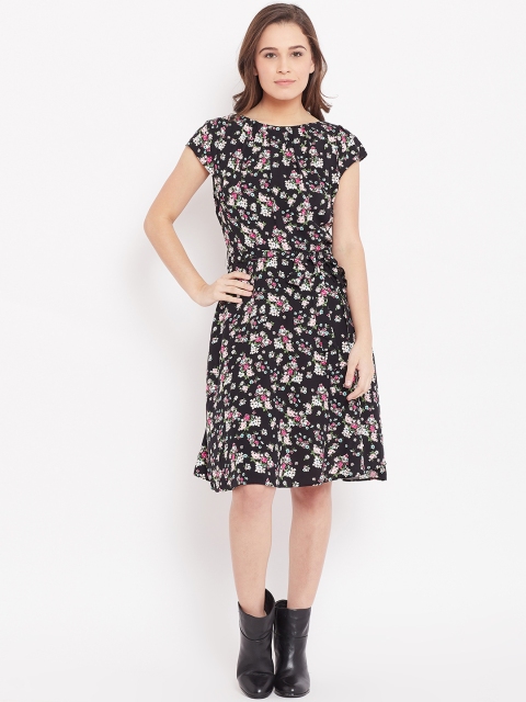 

DOROTHY PERKINS Women Black Printed Fit and Flare Dress