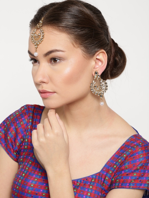 

Zaveri Pearls Gold-Toned Stone-Studded Jewellery Set