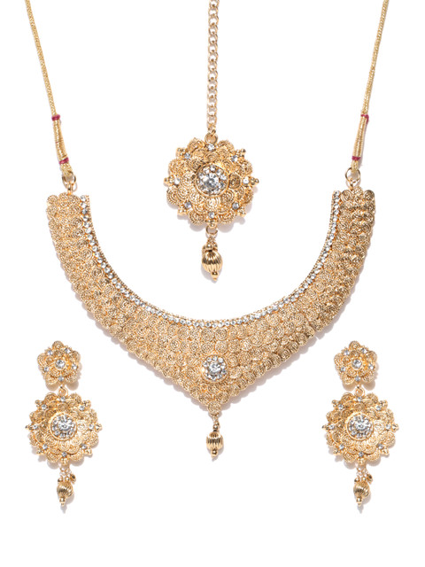 

Zaveri Pearls Gold-Toned Stone-Studded Jewellery Set