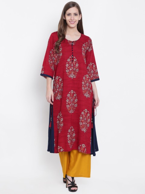 

Shree Women Maroon Printed A-Line Kurta