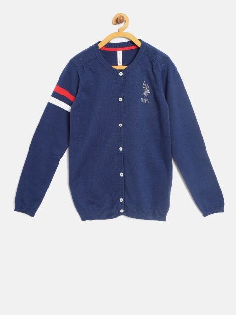 

U.S. Polo Assn. Kids Girls Blue Solid Cardigan