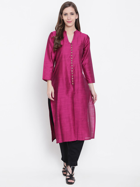 

Shree Women Magenta Solid Straight Kurta