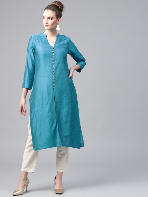 

Shree Women Blue Solid Straight Kurta