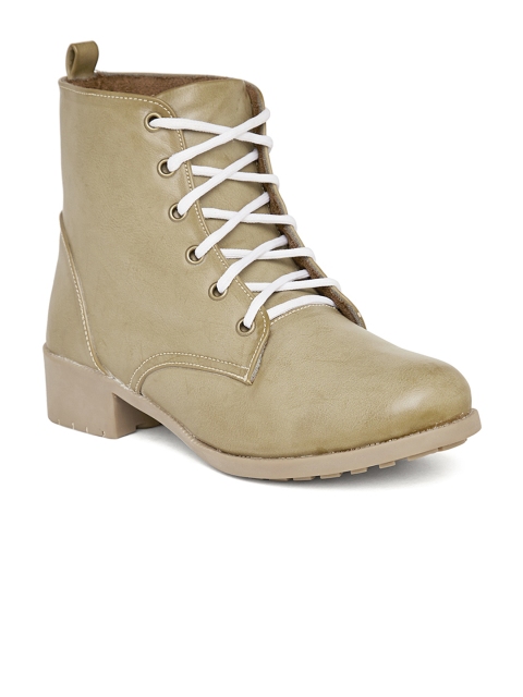 

Marc Loire Women Beige Solid Synthetic High-Top Boots