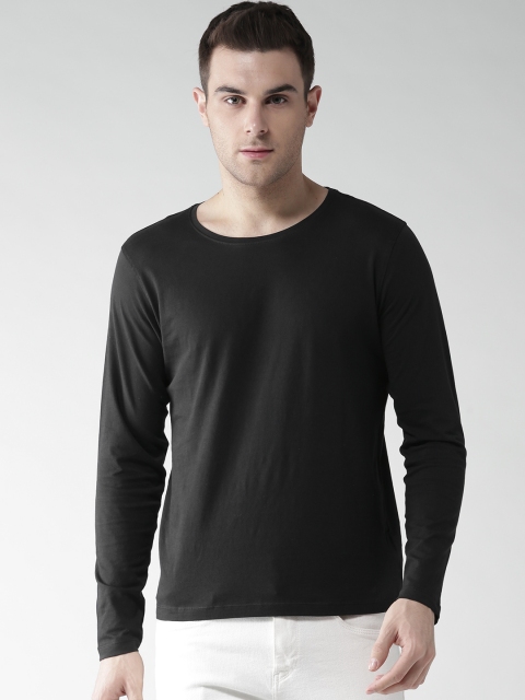 

Mast & Harbour Men Black Solid Round Neck T-shirt