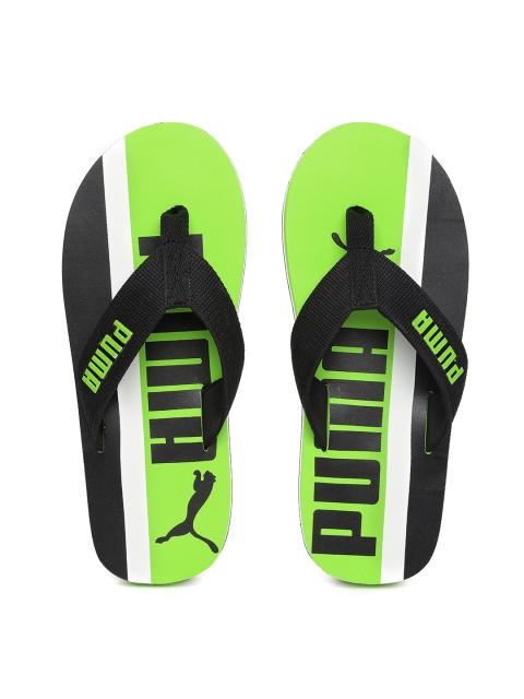 

Puma Men Lime Robby Green & Black Printed Thong Flip-Flops, Lime green