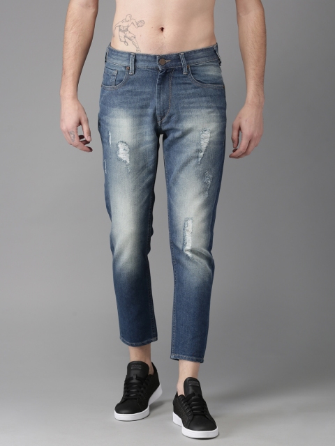 

HERE&NOW Men Blue Slim Fit Cropped Mid-Rise Mildly Distressed Jeans