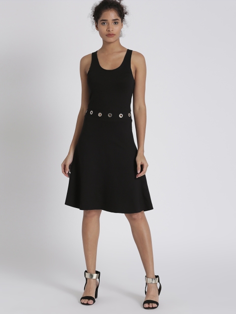 

Chemistry Women Black Solid Fit and Flare Dress