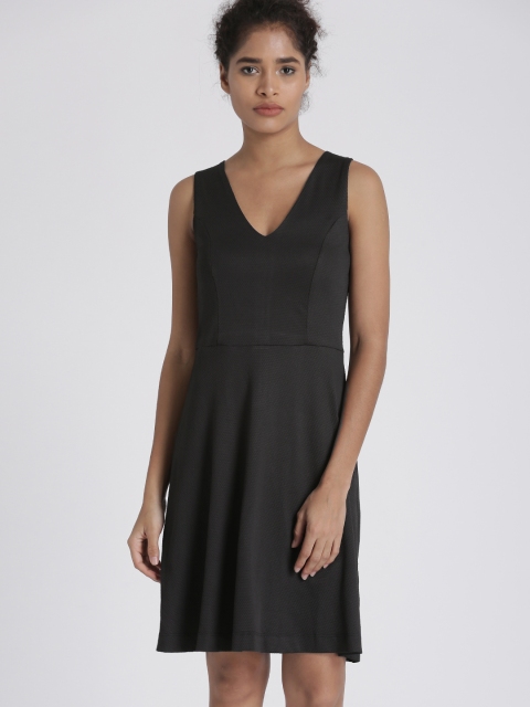 

Chemistry Women Black Self Design A-Line Dress