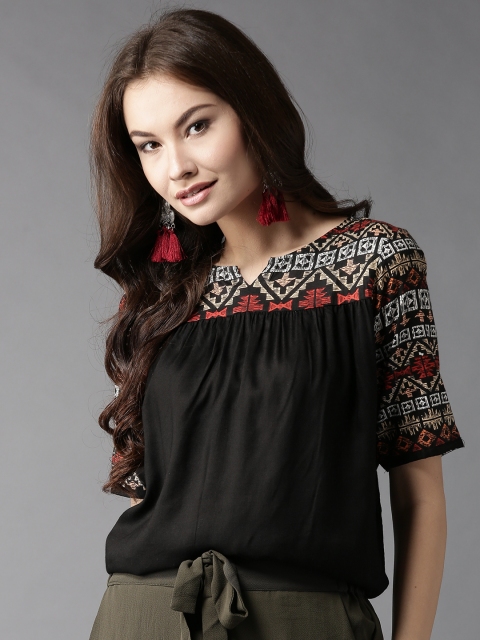 

HERE&NOW Women Black Solid Top