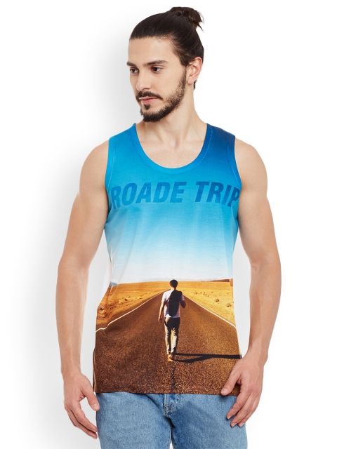 

Wear Your Mind Men Blue Printed Round Neck T-shirt
