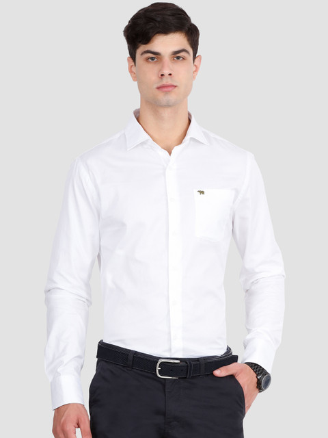 

THE BEAR HOUSE Men White Sharp Tailored Fit Self Design Formal Shirt