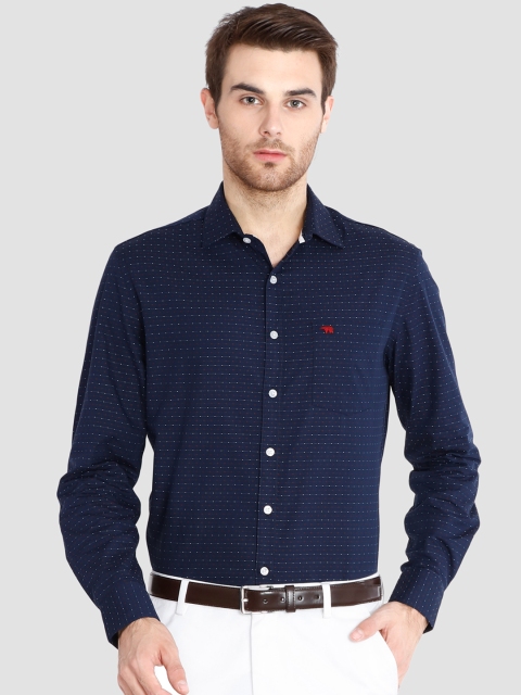 

THE BEAR HOUSE Men Blue Sharp Tailored Fit Striped Semiformal Shirt