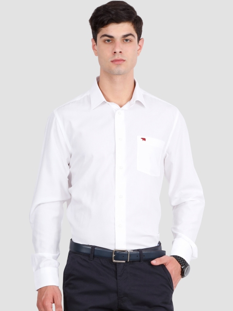 

THE BEAR HOUSE Men White Slim Fit Solid Semiformal Shirt