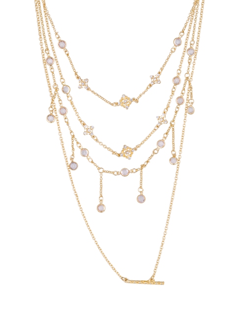 

Pipa Bella Gold-Toned & White Stone-Studded Layered Necklace